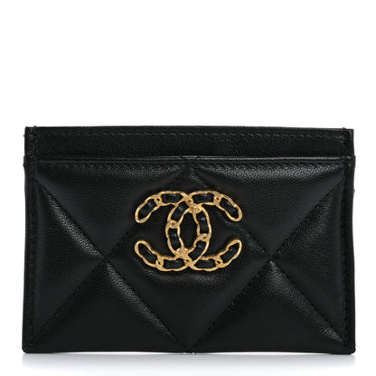 Chanel Lambskin Quilted Chanel 19 Card Holder Black 1 of 10