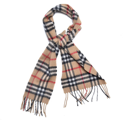 Burberry Cashmere Vintage Check Fringe Scarf Antique Yellow 1 of 4