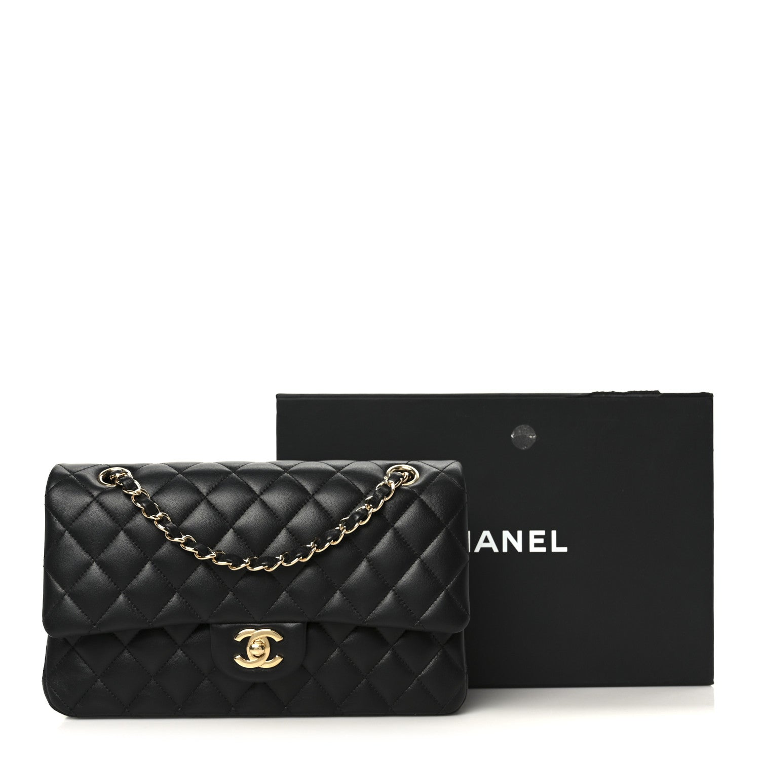 Chanel Lambskin Quilted Medium Double Flap Black 12 of 12
