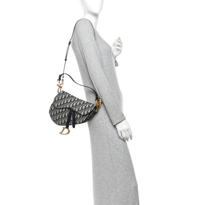 Christian Dior Oblique Saddle Bag With Strap Blue 2 of 11