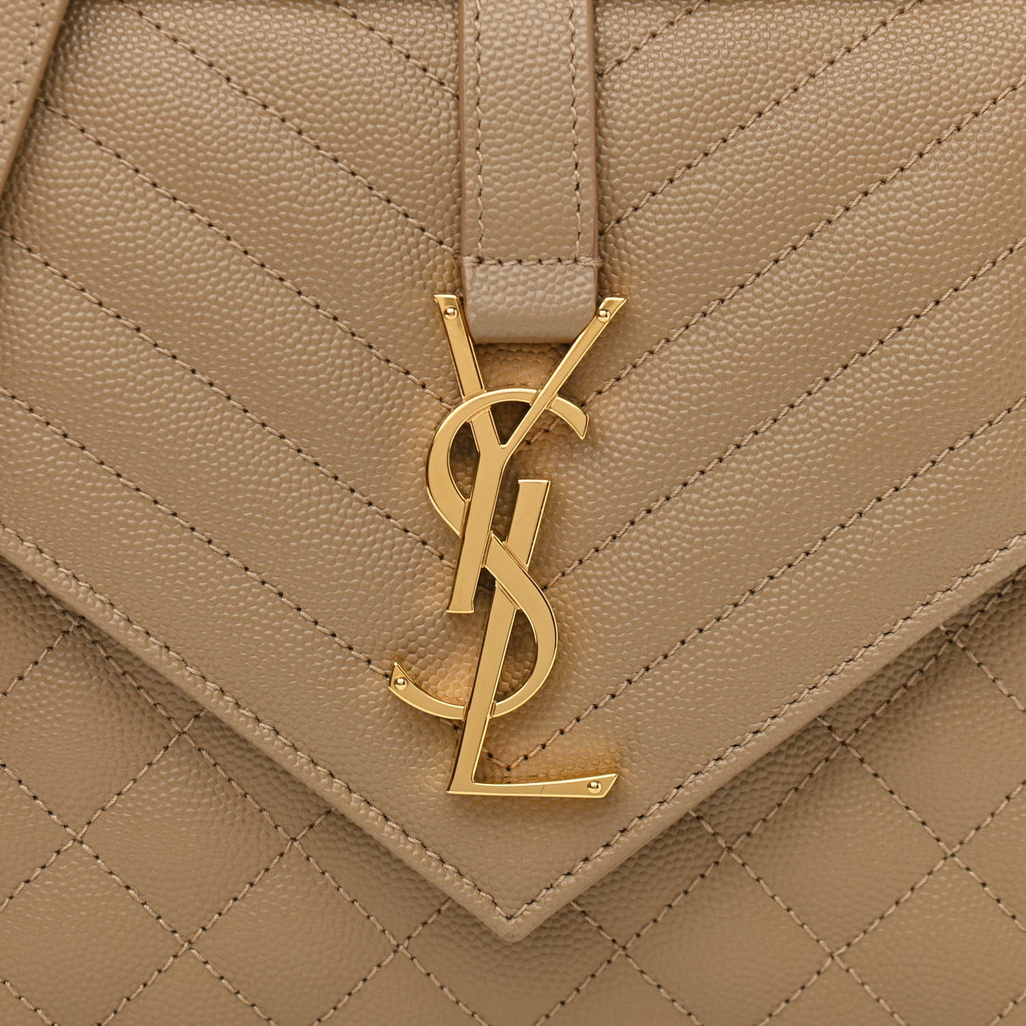 Grain De Poudre Textured Mixed Matelasse Medium Triquilt Monogram Satchel Dark Latte