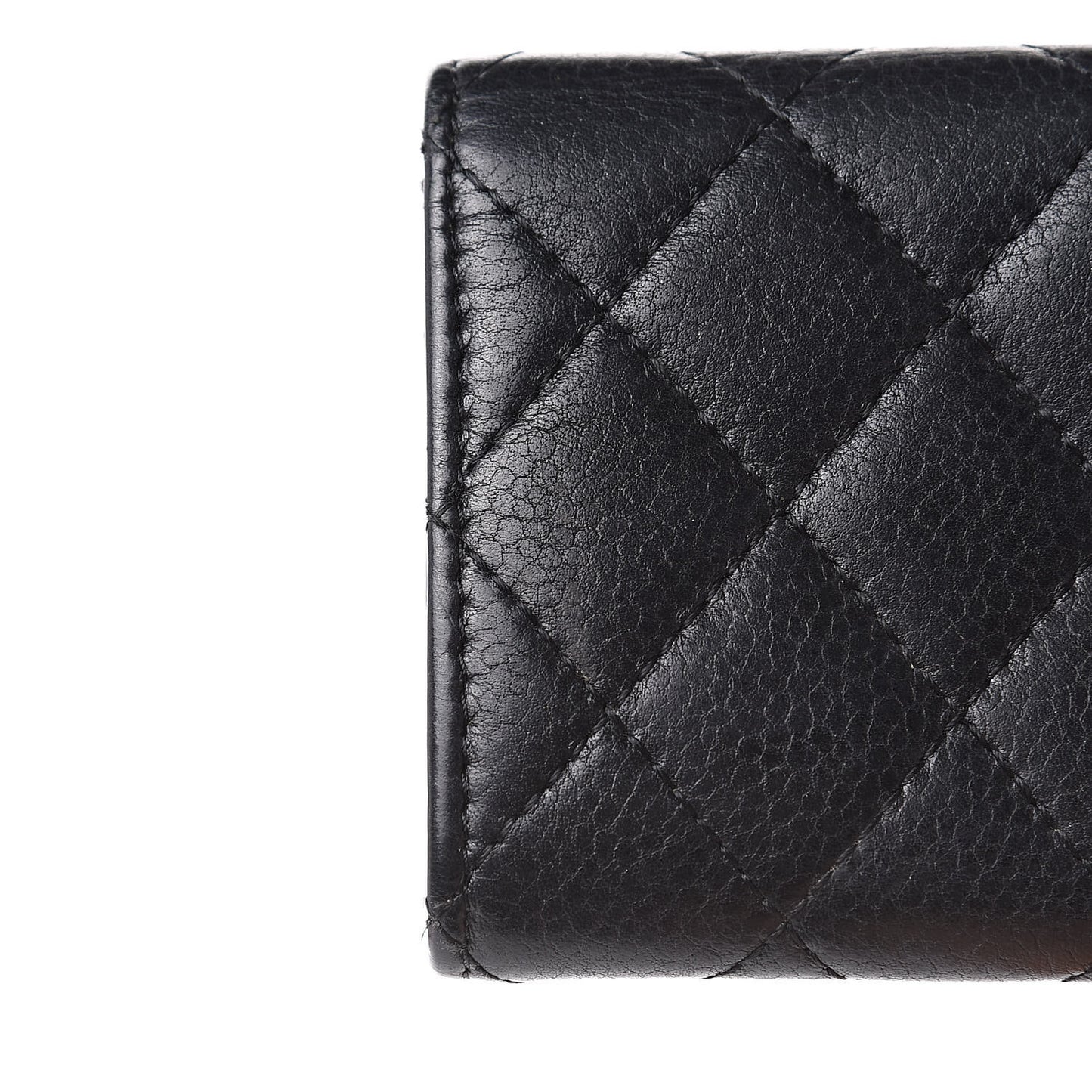 Caviar Quilted Flap Card Holder Black
