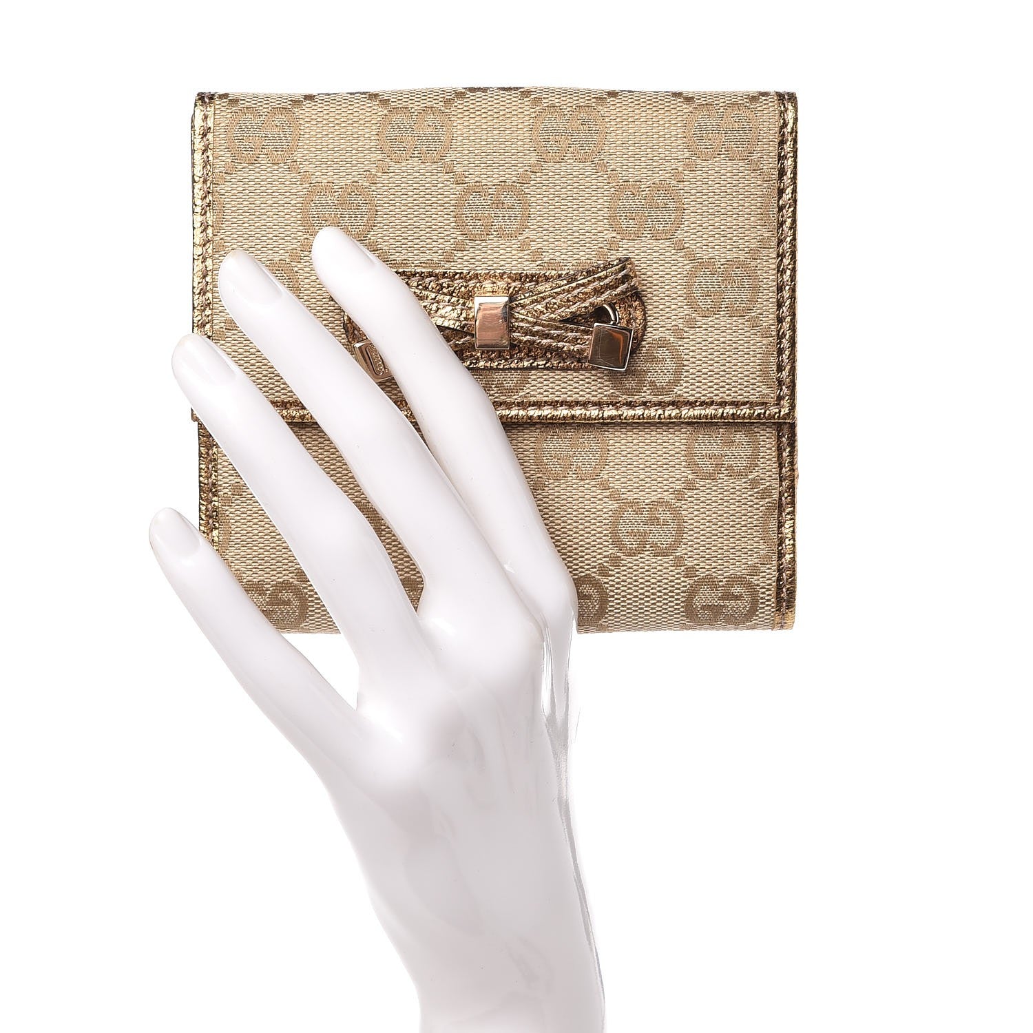 Gucci Monogram Princy Compact French Flap Wallet Gold 2 of 7