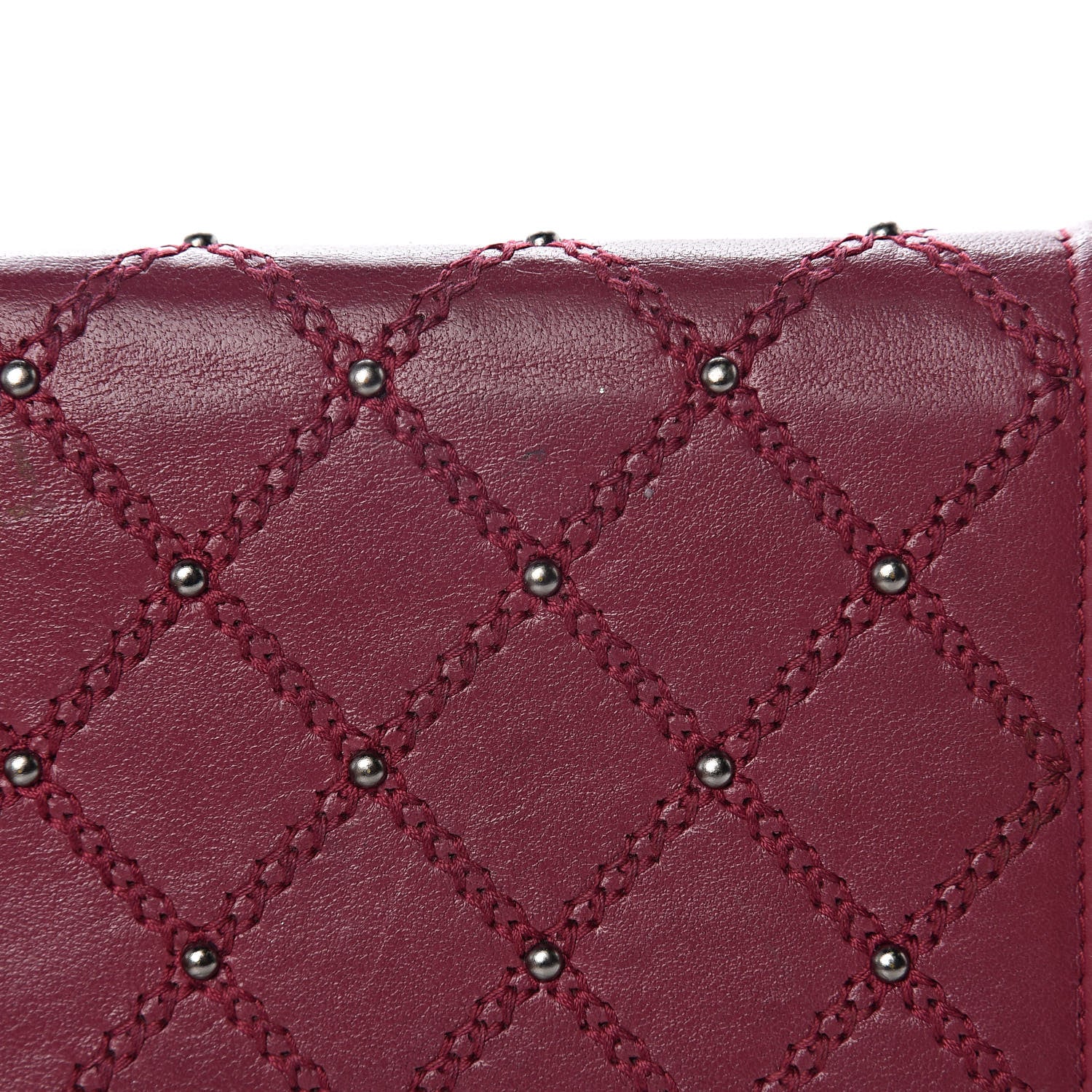 Chanel Calfskin Studded Quilted Boy Wallet On Chain WOC Dark Pink 19 of 22