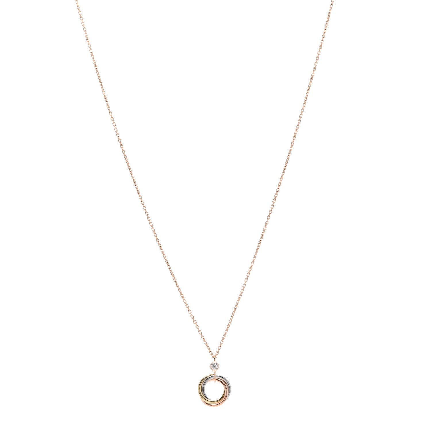 Cartier 18K Pink Yellow White Gold Diamond Trinity Pendant Necklace 1 of 5