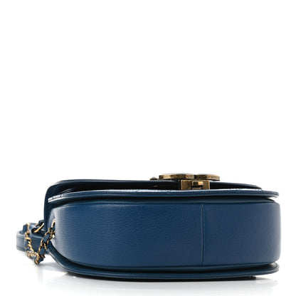 Chanel Shiny Calfskin Goatskin Quilted Medium Coco Curve Messenger Flap Navy 3 of 11