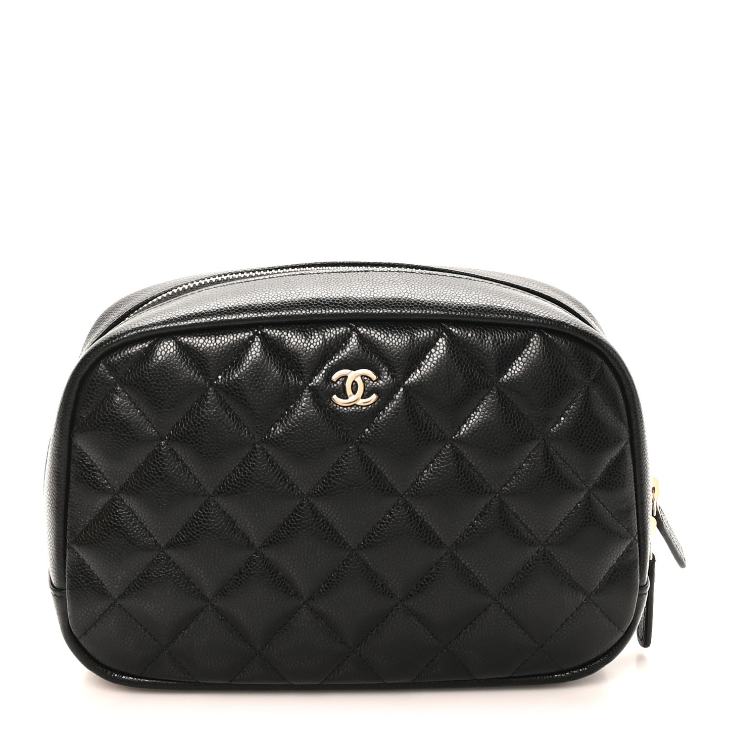 Caviar Quilted Medium Curvy Pouch Cosmetic Case Black