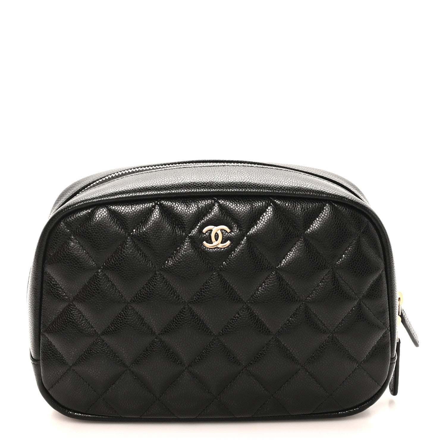 Chanel Caviar Quilted Medium Curvy Pouch Cosmetic Case Black 1 of 9