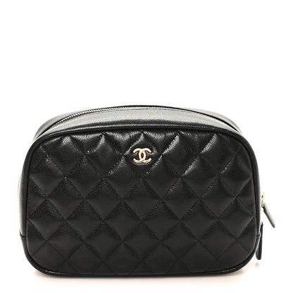 Chanel Caviar Quilted Medium Curvy Pouch Cosmetic Case Black 1 of 9