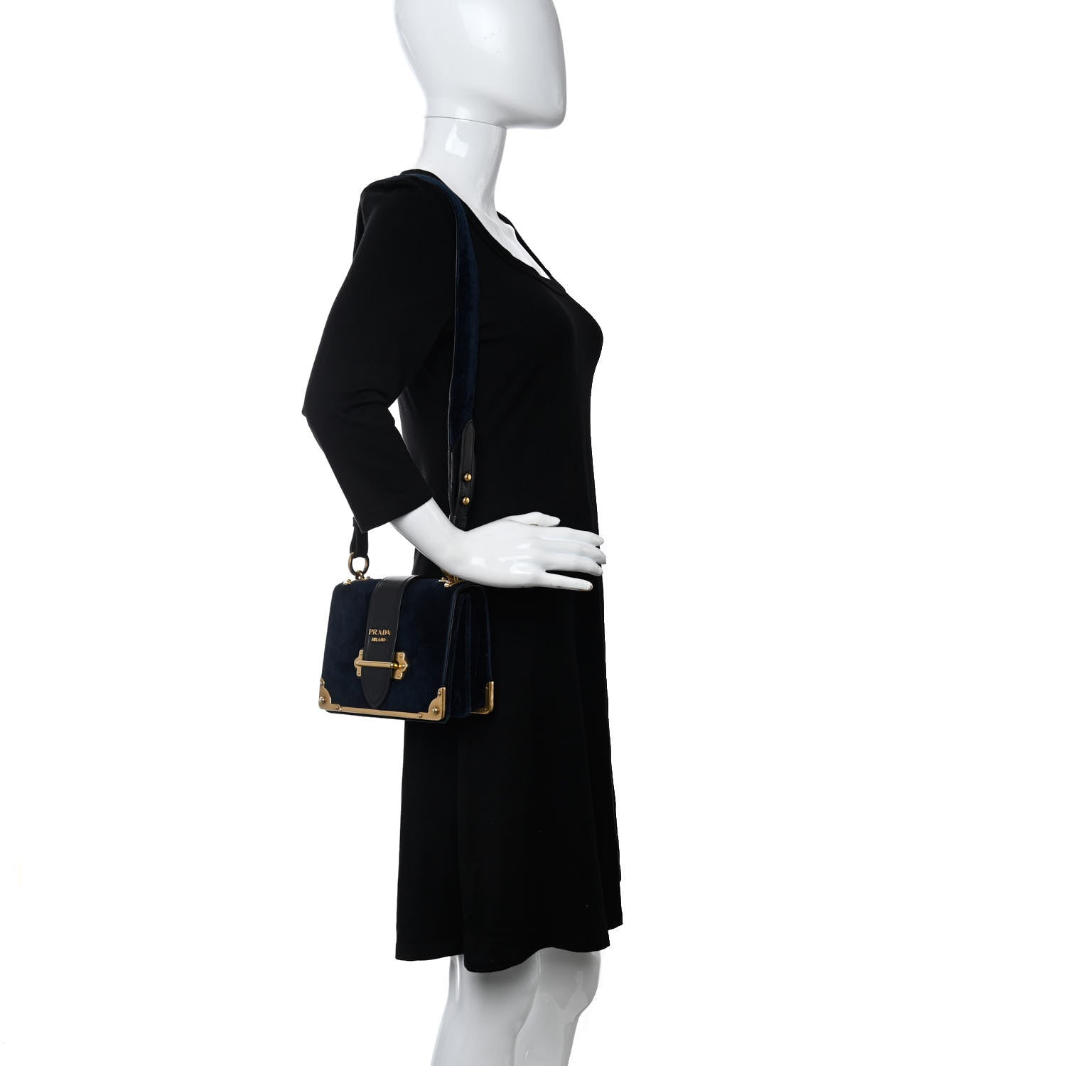 Prada Velvet City Calfskin Cahier Bag Zaffiro Black 2 of 11