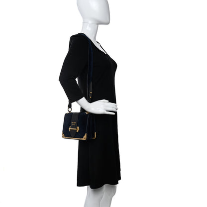 Prada Velvet City Calfskin Cahier Bag Zaffiro Black 2 of 11