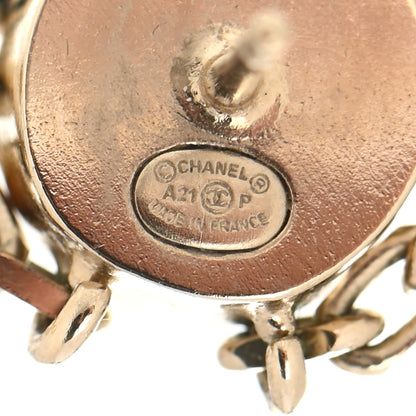 Chanel Crystal Pearl CC Chain Drop Earrings Gold 4 of 6
