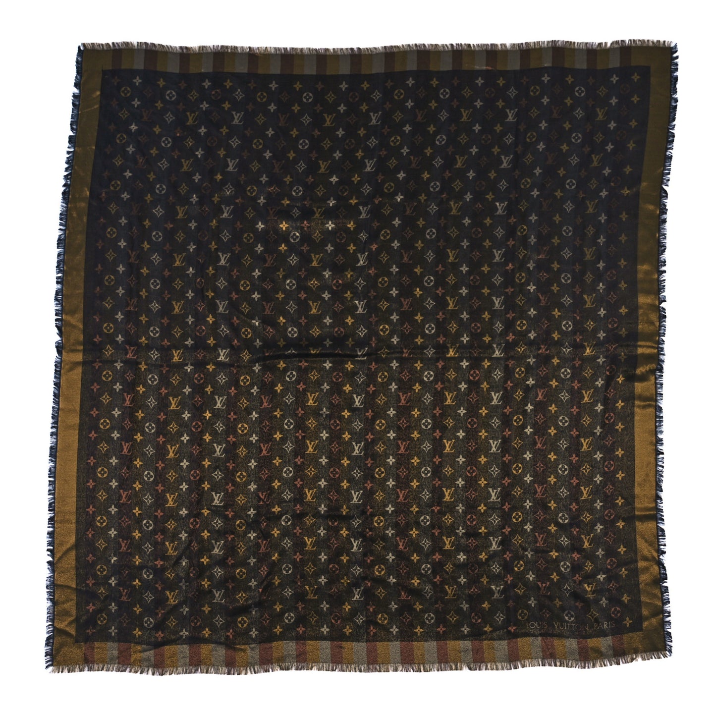 Silk Lurex Wool So Shine Monogram Shawl Black