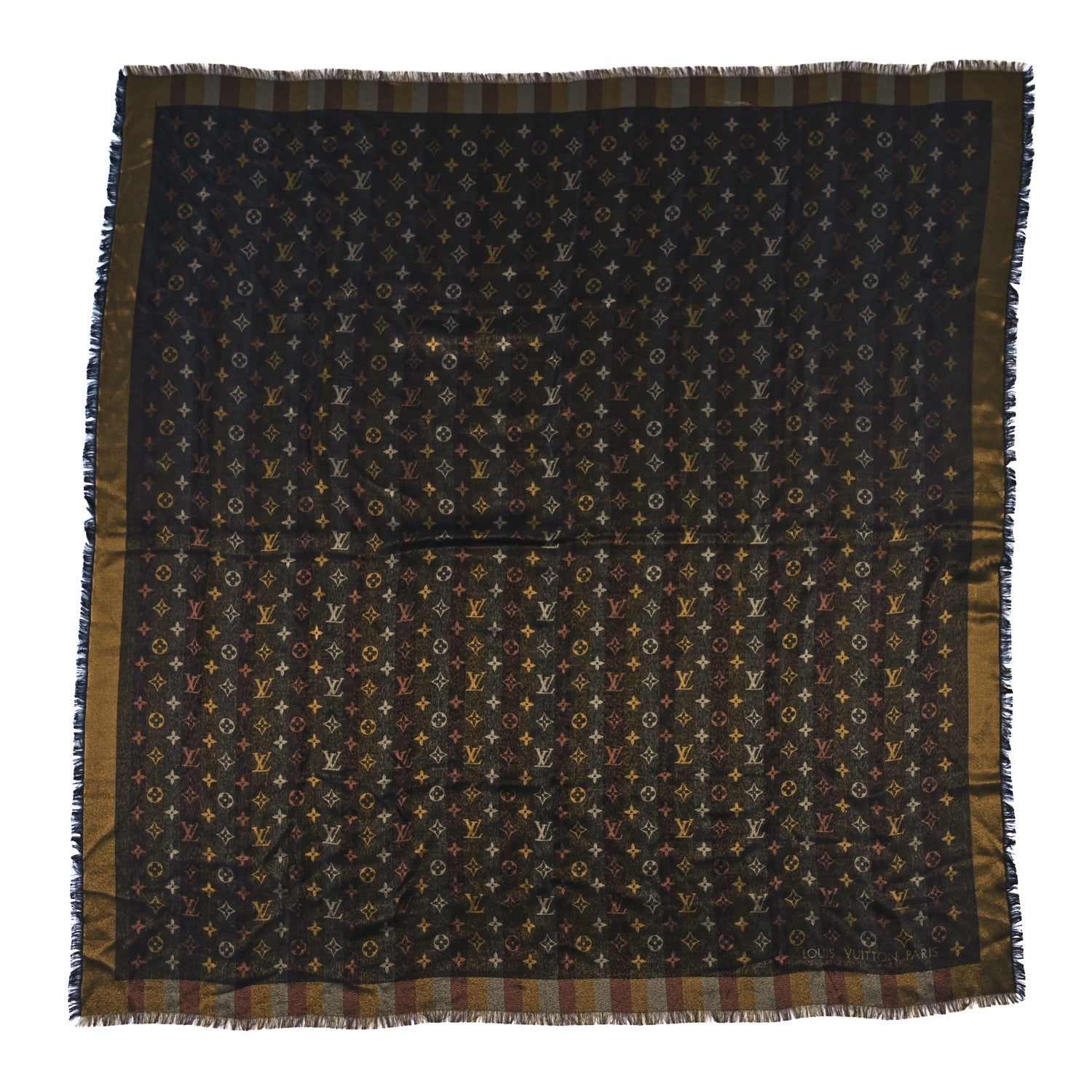 Louis Vuitton Silk Lurex Wool So Shine Monogram Shawl Black 1 of 4