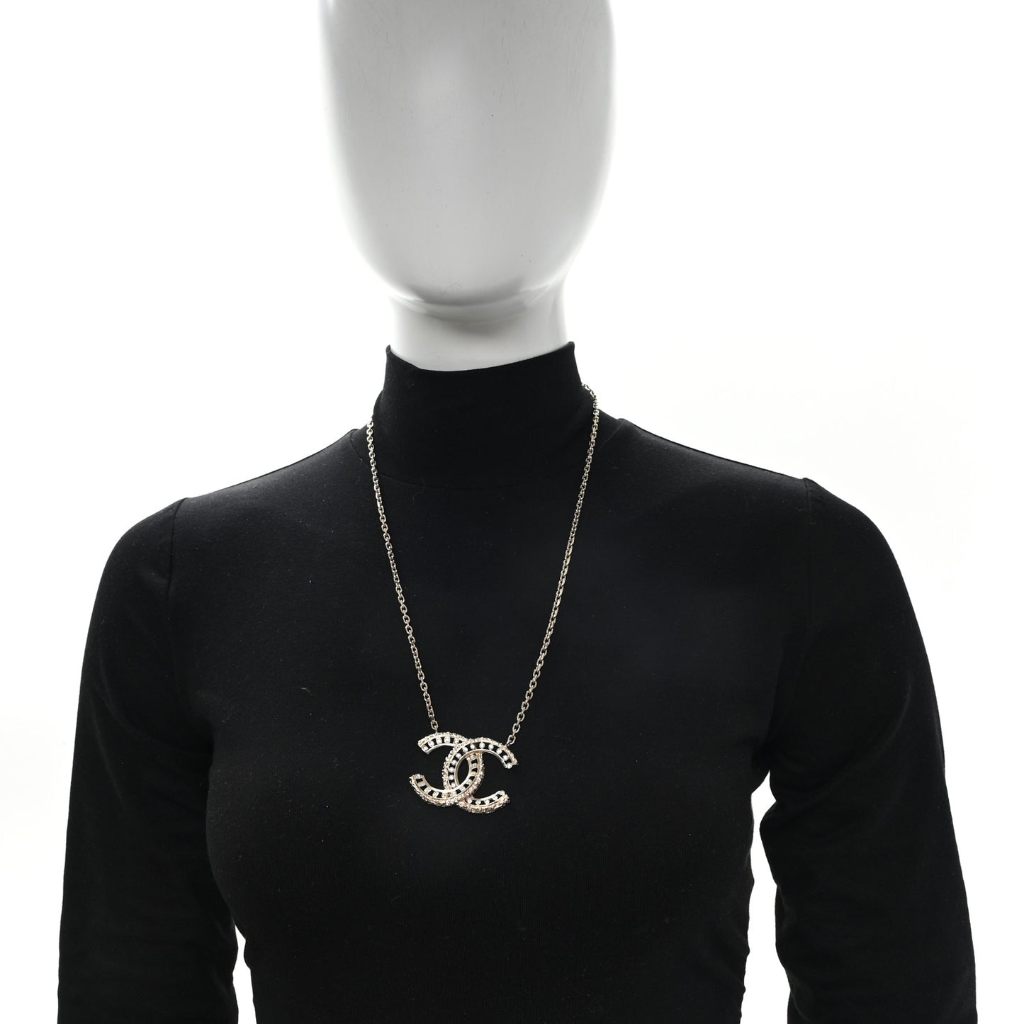 Crystal Textured CC Necklace Gold