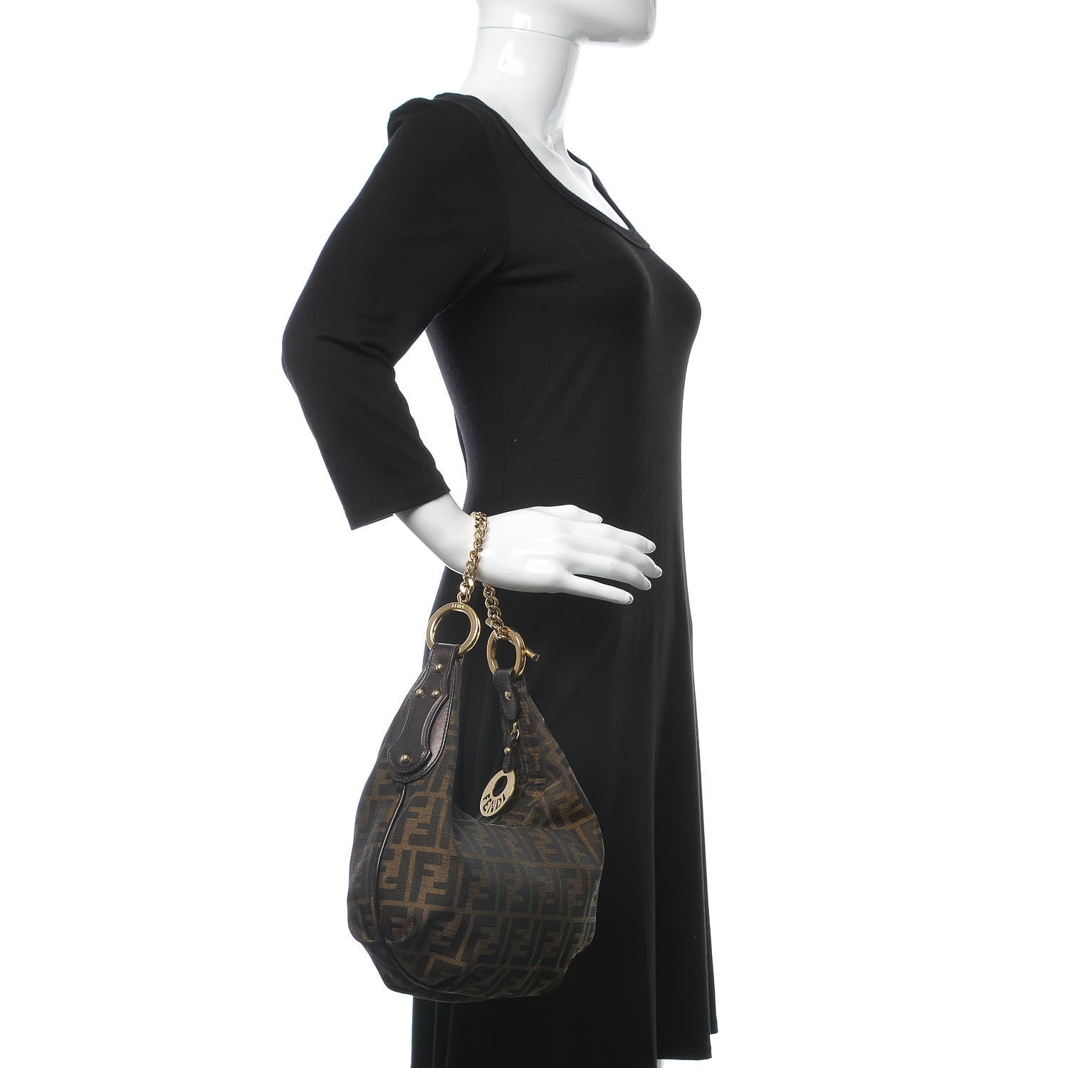 Fendi Zucca Small Chef Chain Hobo Tobacco 2 of 6