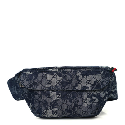 Gucci Denim Monogram Web Belt Bag Blue Multicolor 1 of 9