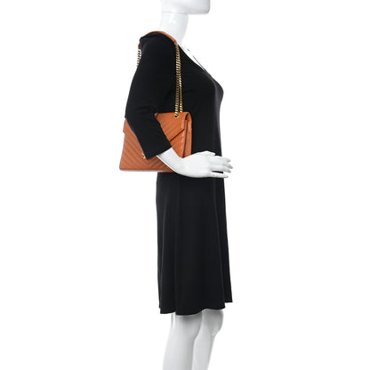 Saint Laurent Smooth Calfskin Matelasse Chevron Medium Monogram Satchel Mandarine 2 of 14