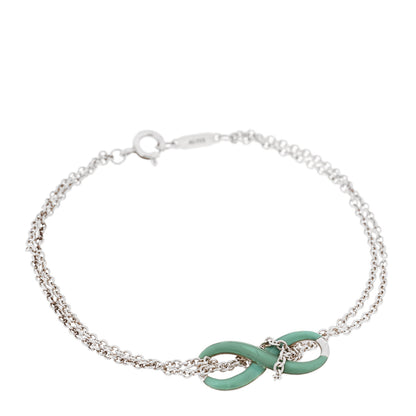 Tiffany Sterling Silver Enamel Infinity Bracelet Blue 1 of 5