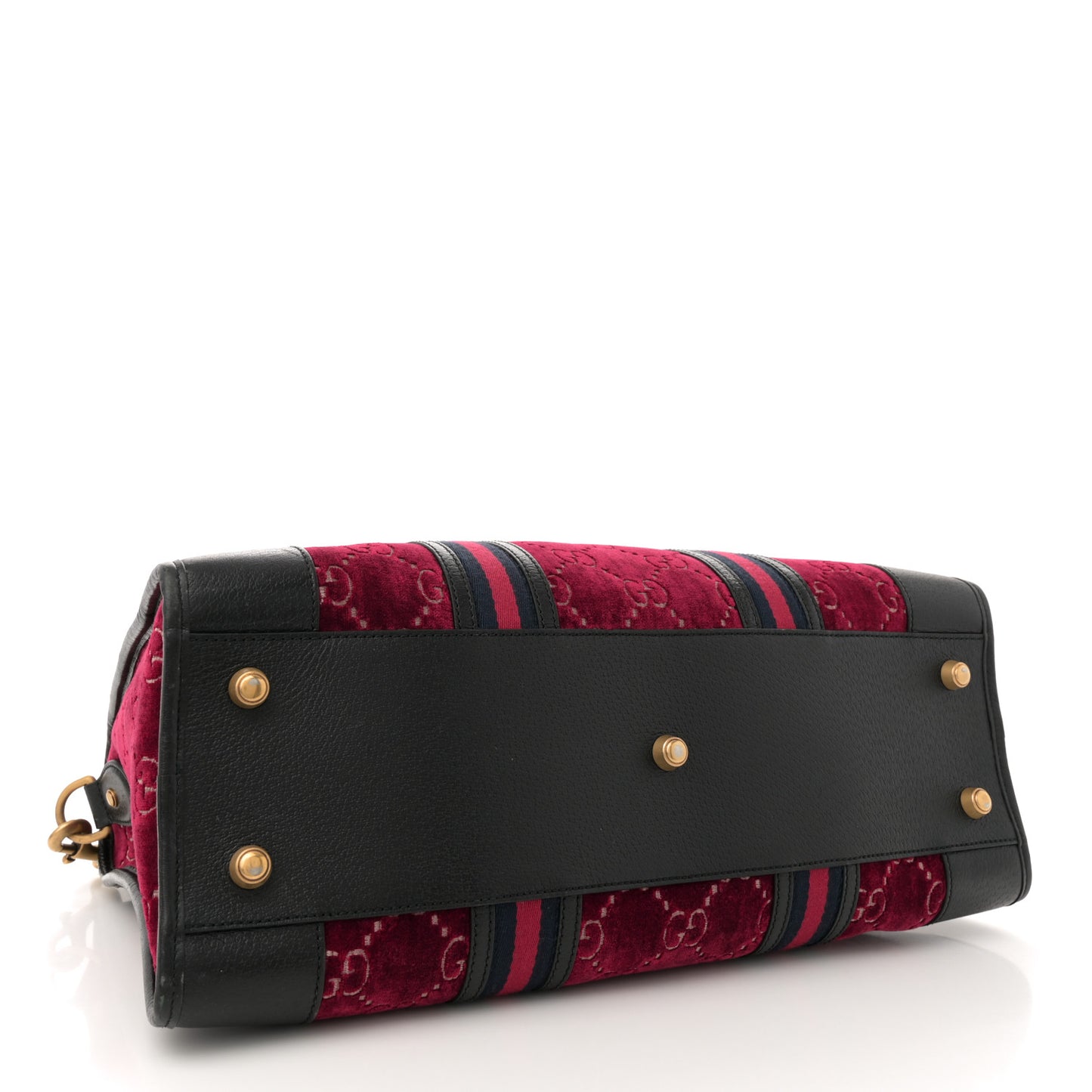 Velvet GG Monogram Textured Calfskin Web Medium Duffle Bag Red Cipria Black
