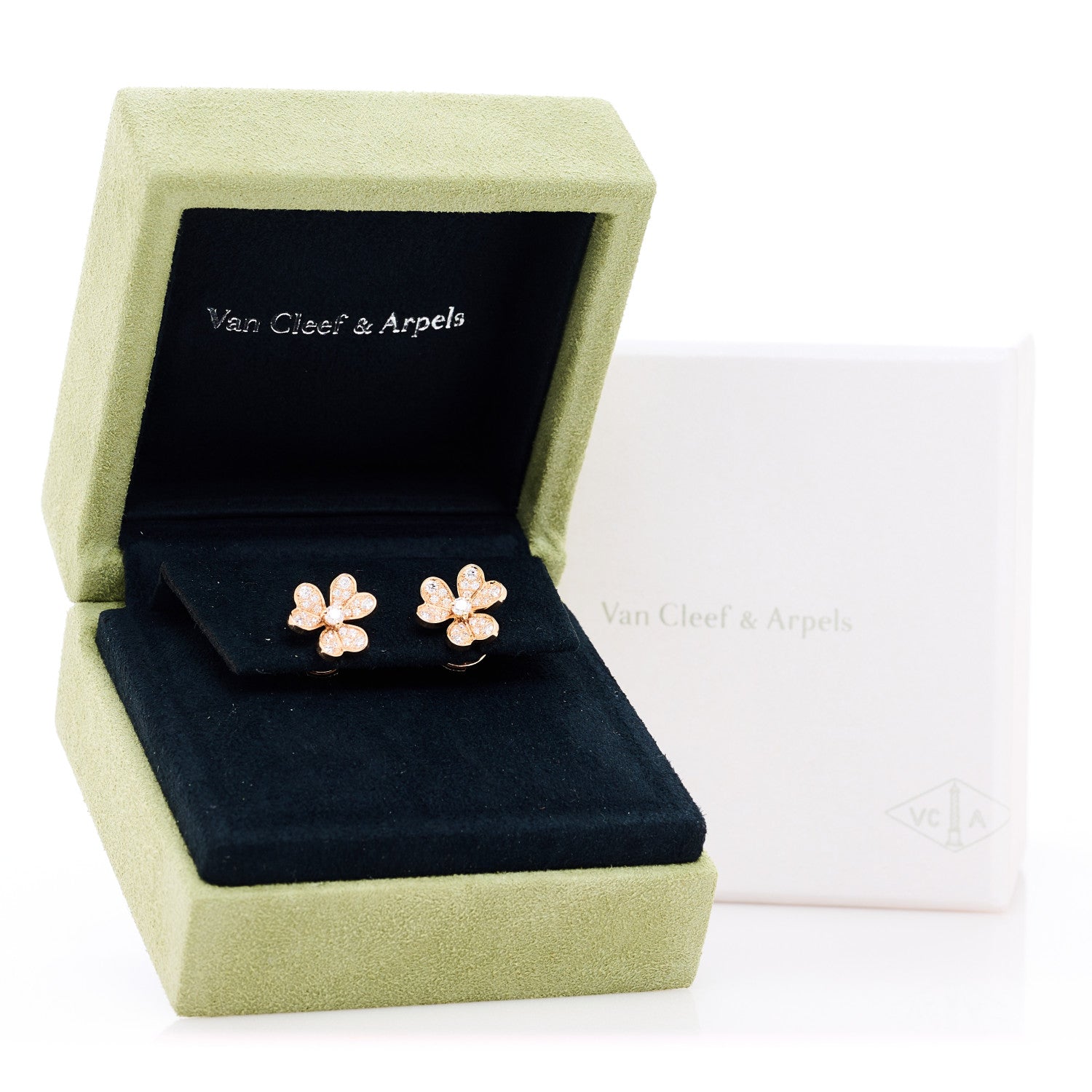 Van Cleef & Arpels 18K Rose Gold Diamond Mini Frivole Pave Earrings 5 of 5