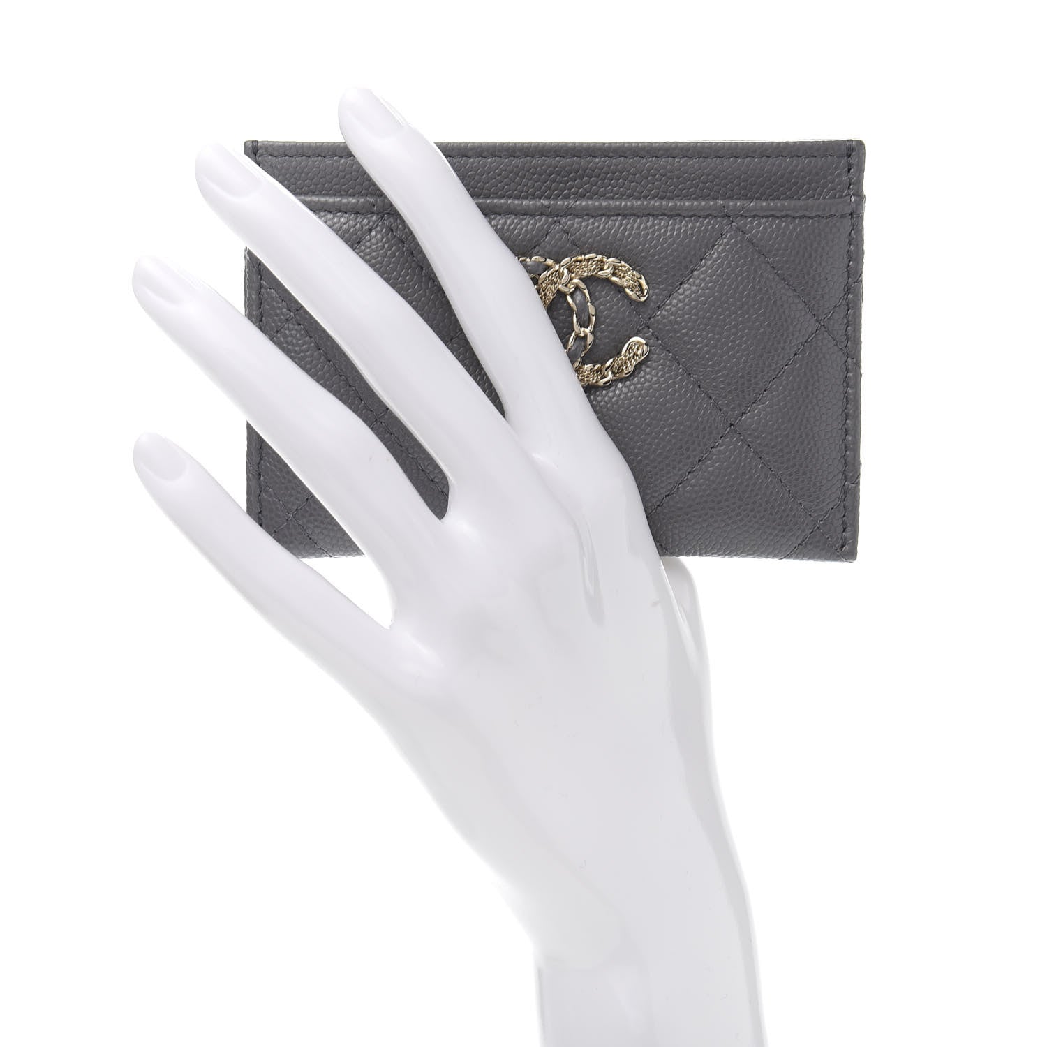 Chanel Caviar Quilted French New Wave Card Holder Grey 2 of 11
