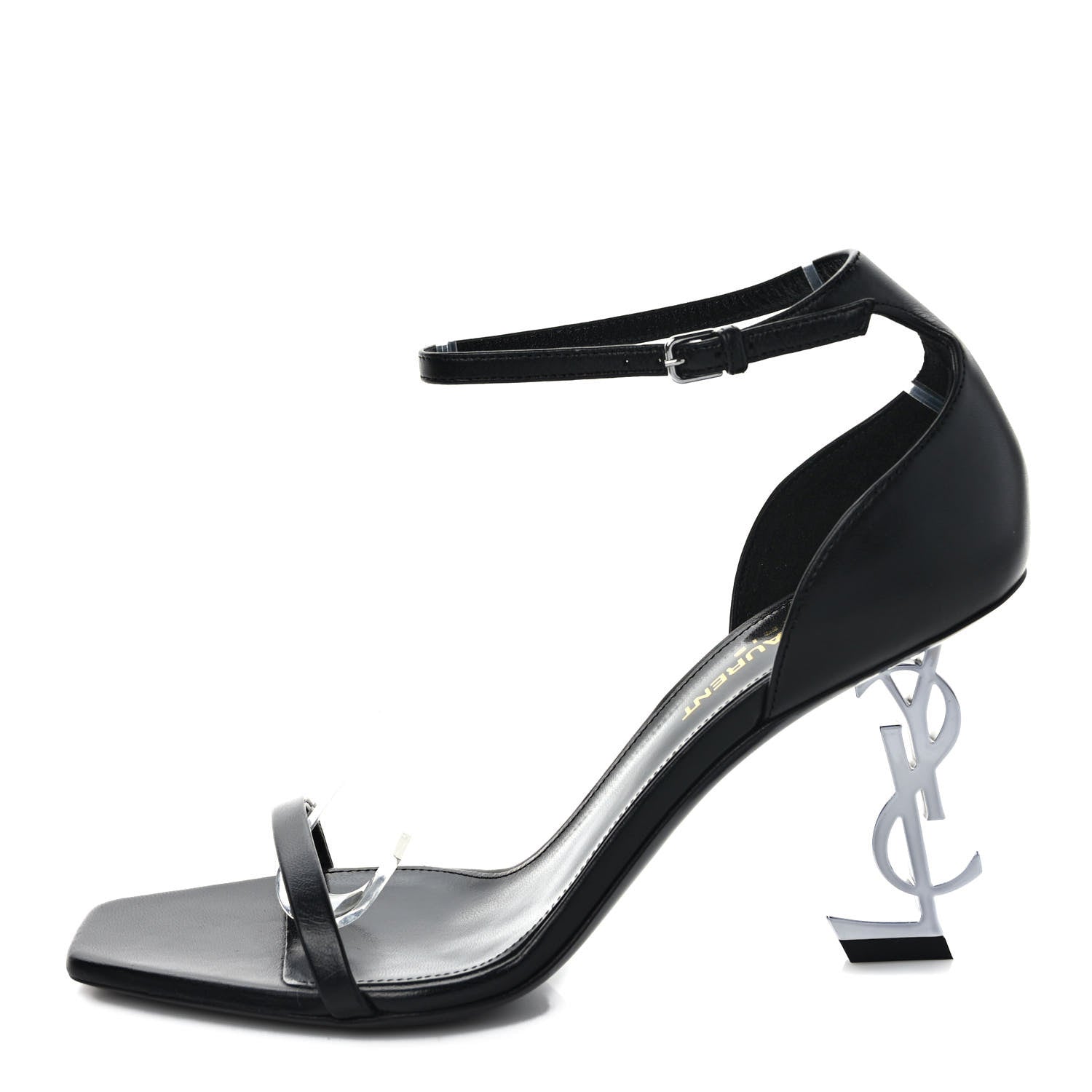 Saint Laurent Calfskin Opyum 110 Sandals 37 Black Silver 1 of 8
