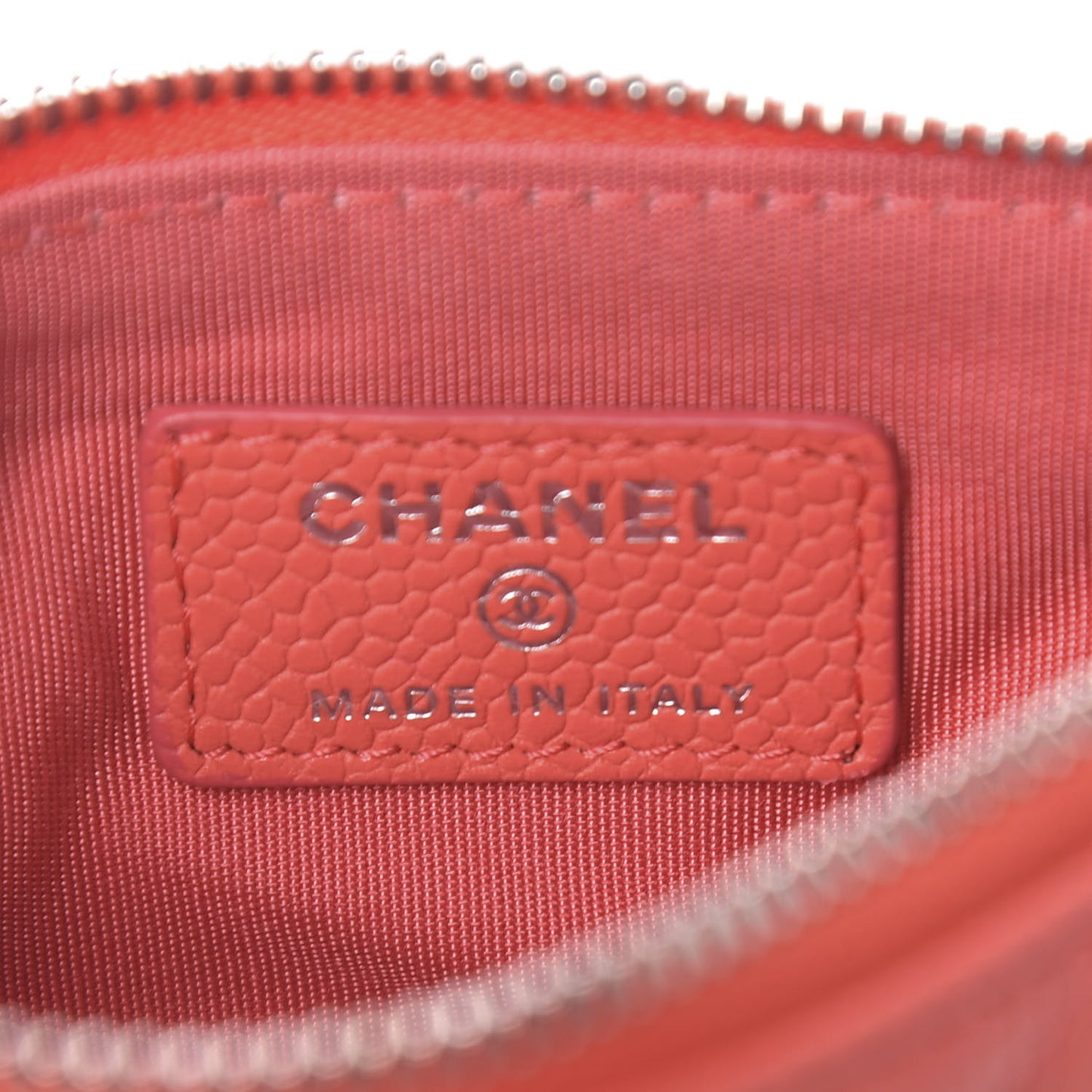 Caviar Chevron Quilted Small Cosmetic Case Coral
