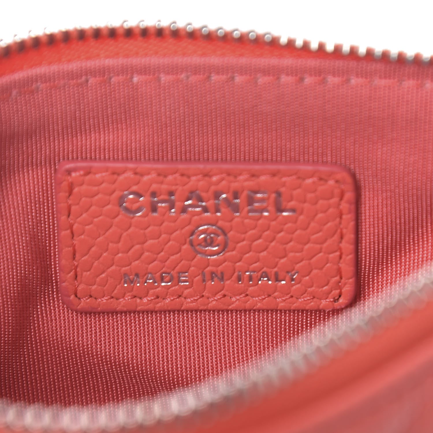 Chanel Caviar Chevron Quilted Small Cosmetic Case Coral 6 of 7