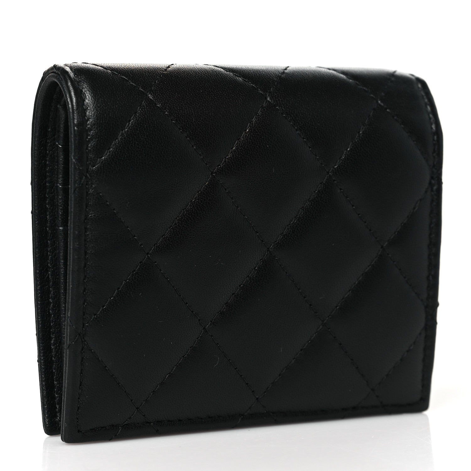 Chanel Lambskin Quilted Crystal Star CC Compact Bifold Wallet Black 3 of 9