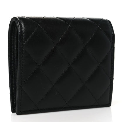 Chanel Lambskin Quilted Crystal Star CC Compact Bifold Wallet Black 3 of 9