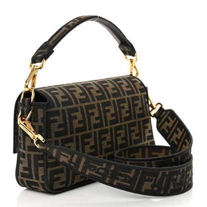 Fendi Fabric Jacquard FF 1974 Medium Baguette Tobacco Moro Black 3 of 11