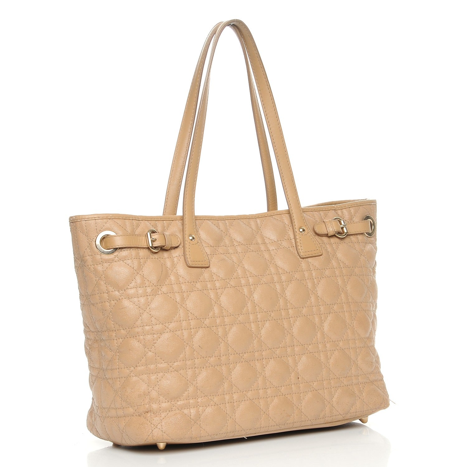 Christian Dior Coated Canvas Cannage Small Panarea Tote Beige 3 of 18