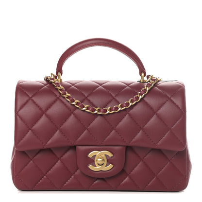 Chanel Lambskin Quilted Mini Top Handle Rectangular Flap Burgundy 1 of 11