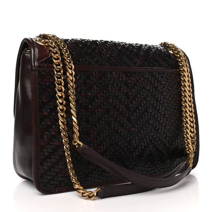Saint Laurent Calfskin Woven Monogram Medium Niki Chain Satchel Burnt Brown 3 of 11