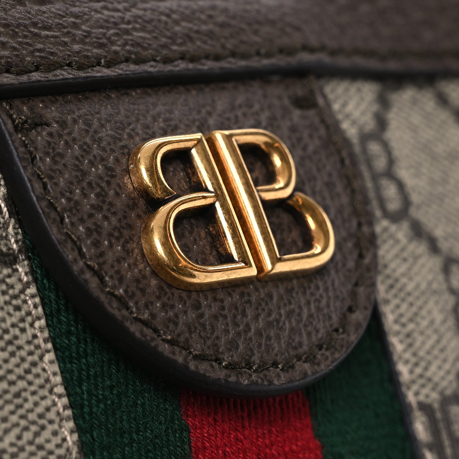 Gucci X BALENCIAGA BB Supreme Monogram Web Medium Ophidia Shopping Tote Beige New Acero 14 of 15