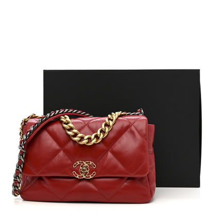 Chanel Goatskin Quilted Large Chanel 19 Flap Red 11 of 11