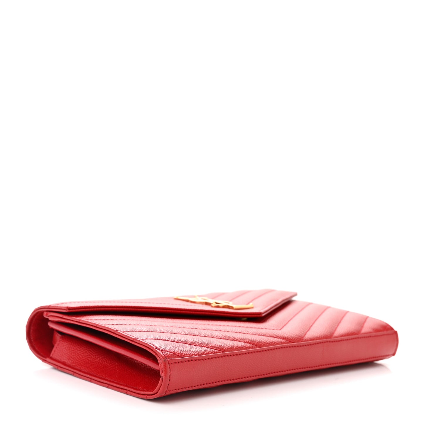 Grain De Poudre Matelasse Chevron Monogram Chain Wallet Red