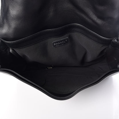 Chanel Calfskin Tweed Enchained XL Boy Flap Black 5 of 9