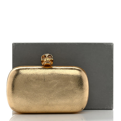 Alexander McQueen Metallic Nappa Skull Box Clutch Gold 11 of 11