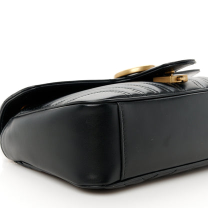 Gucci Calfskin Matelasse Small GG Marmont Shoulder Bag Black 10 of 11