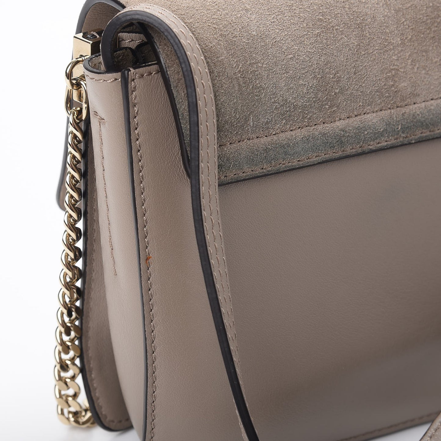 Suede Calfskin Small Faye Shoulder Bag Motty Grey