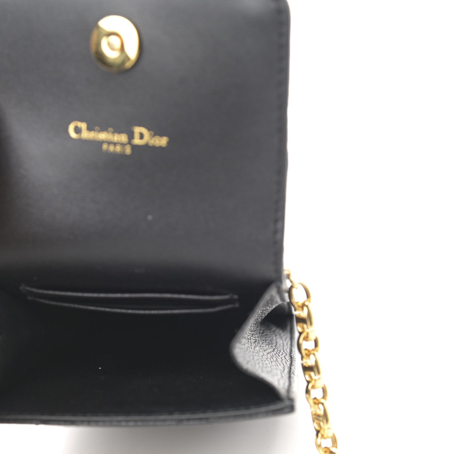 Grained Calfskin Cannage Caro Phone Pouch Holder Black