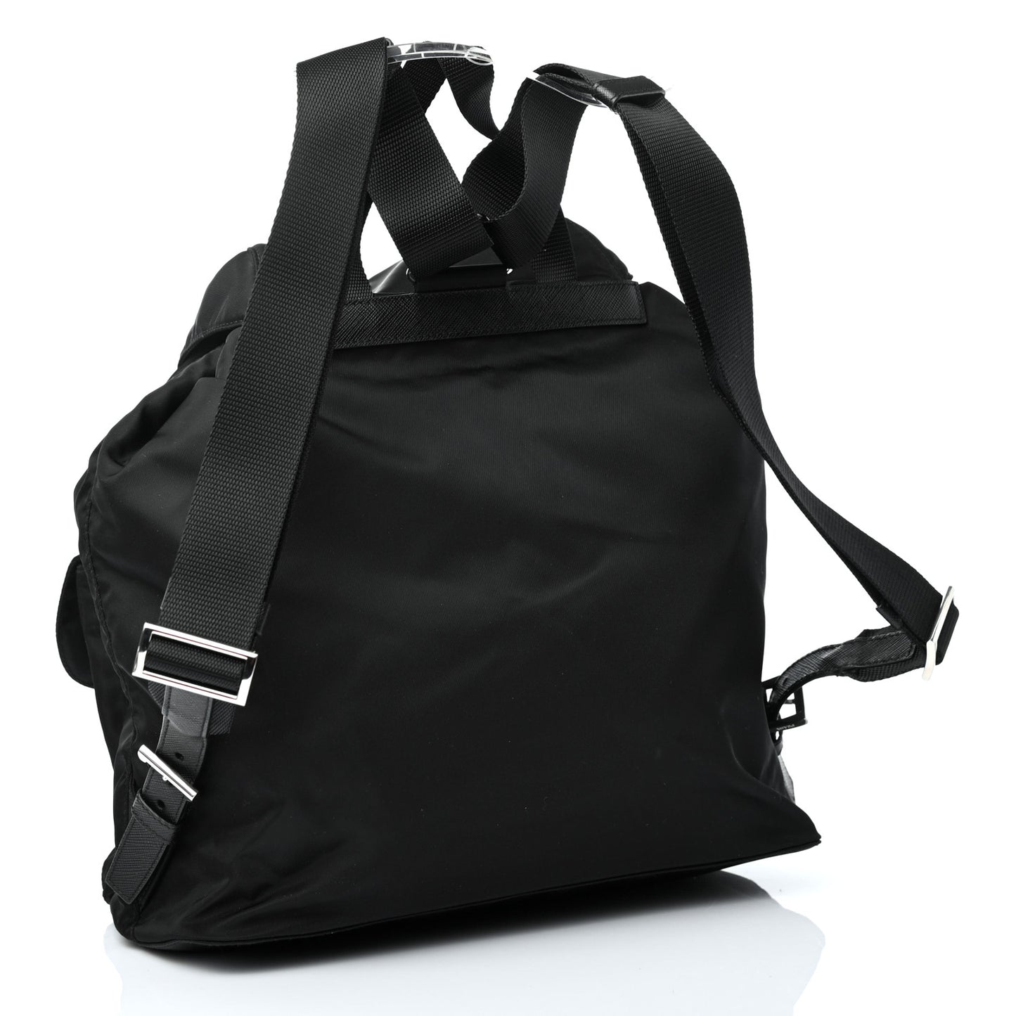 Tessuto Nylon Vela Saffiano Large Backpack Black