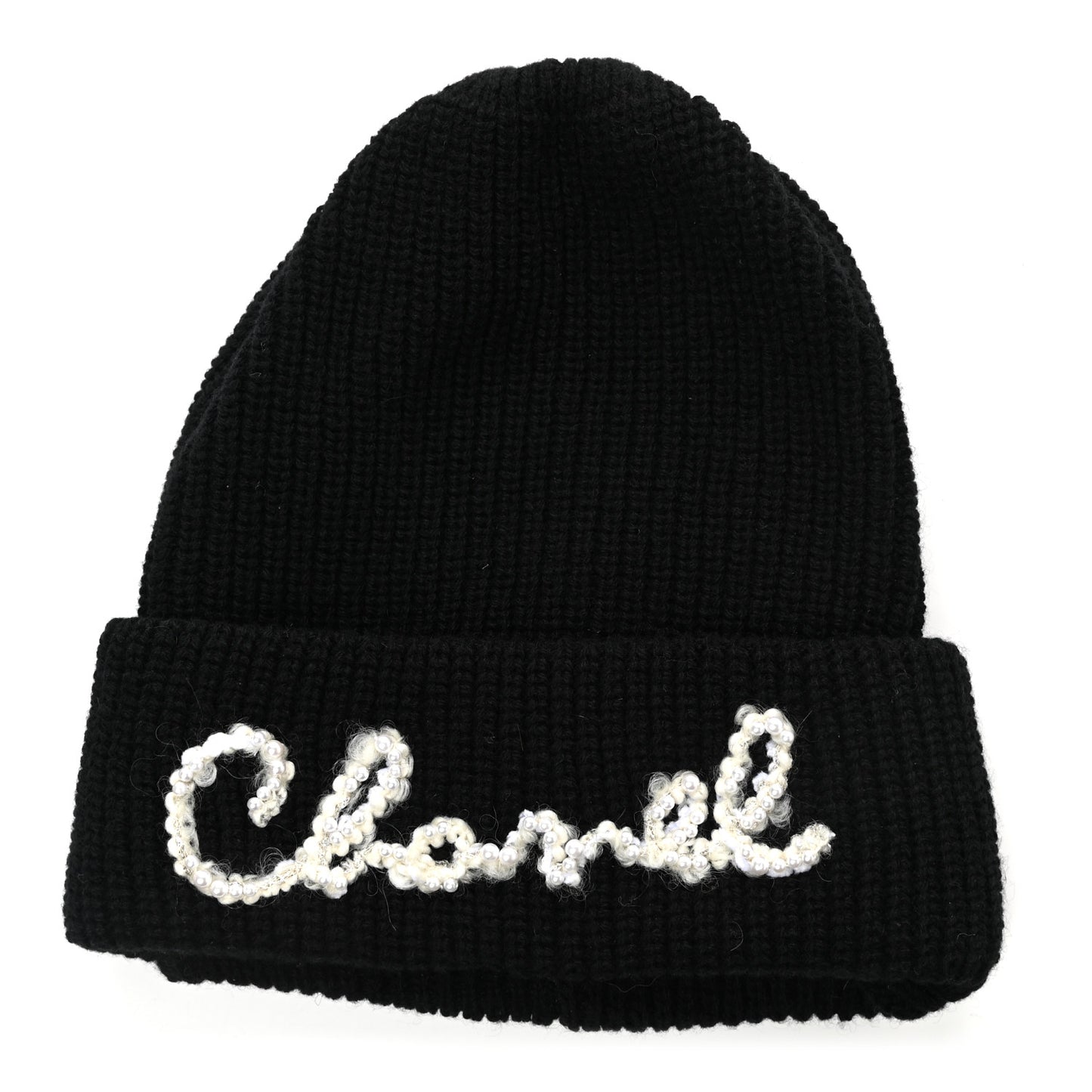 Cashmere Logo Beanie Hat Black White