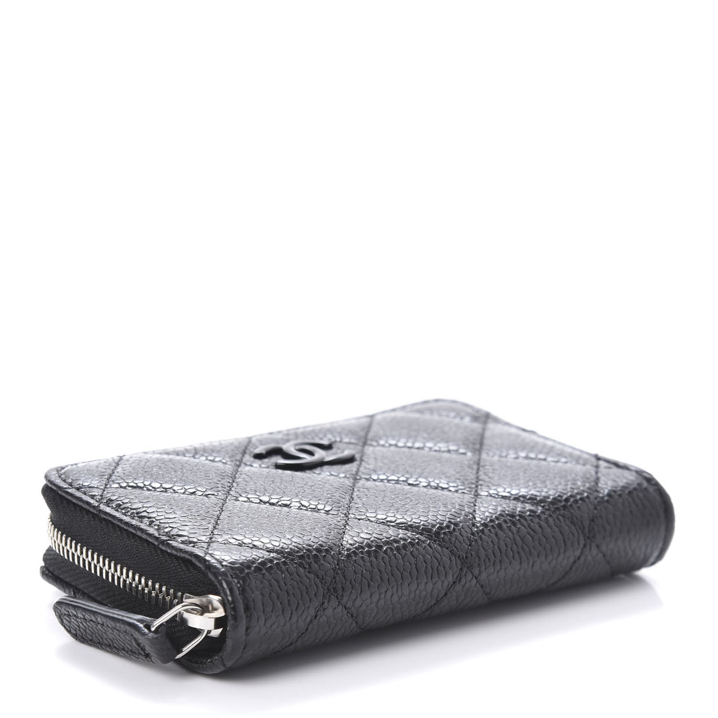 Caviar Quilted Incognito Zip Coin Purse Black