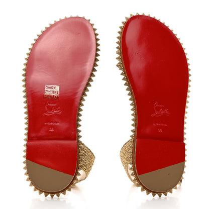 Christian Louboutin Specchio Cordorella Flat Sandals 38 Cuoio 5 of 9