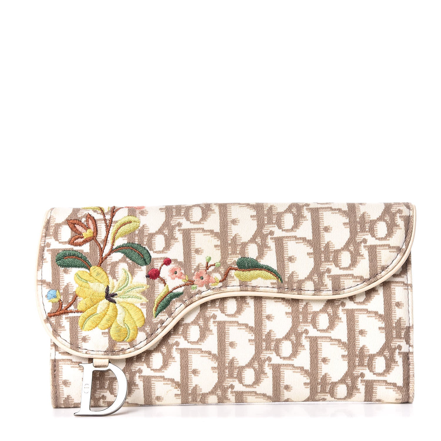 Christian Dior Monogram Vintage Flowers Saddle Wallet Beige 1 of 21