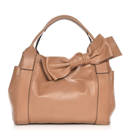 Valentino Garavani Nappa Double Pocket Bow Tote Camel 1 of 7