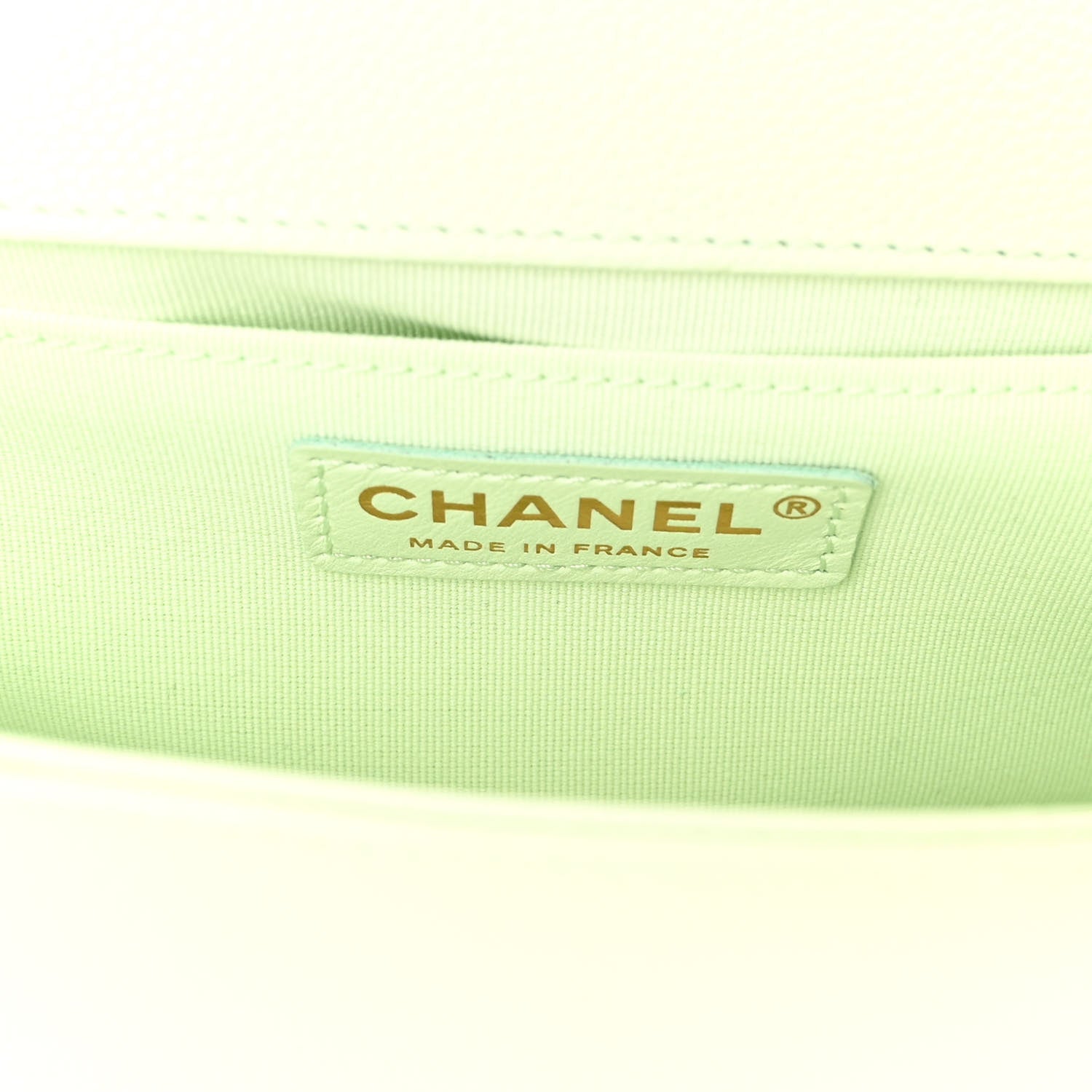 Chanel Caviar Chevron Quilted Medium Boy Flap Light Green 6 of 10